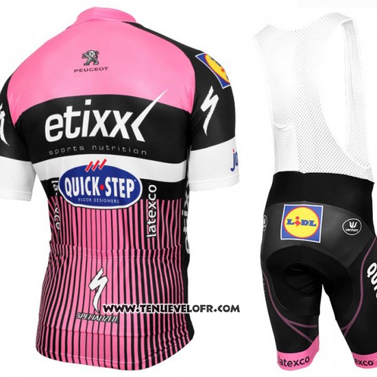 2016 Maillot Ciclismo Etixx Quick Step Rose et Noir Manches Courtes et Cuissard